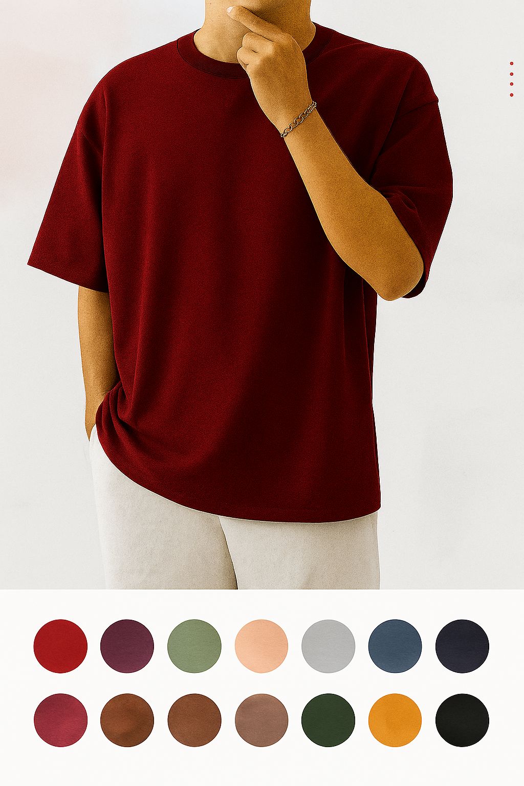 Macbee Plain Drop Shoulder240GSM T-Shirt – 1 Set of S/M/L (Same Color)